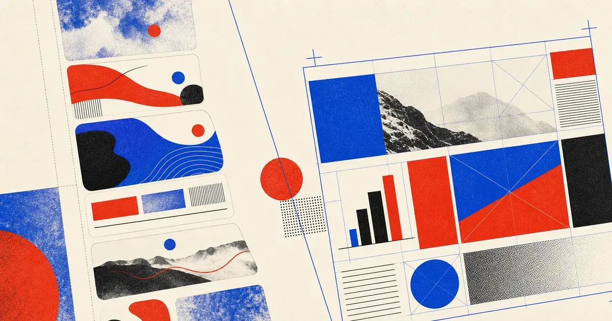 A modular web presentation card contrasted with a precise editable PowerPoint slide