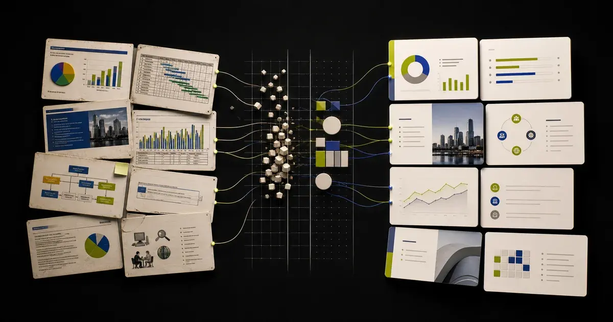 An existing PowerPoint evolving into a clearer redesigned presentation